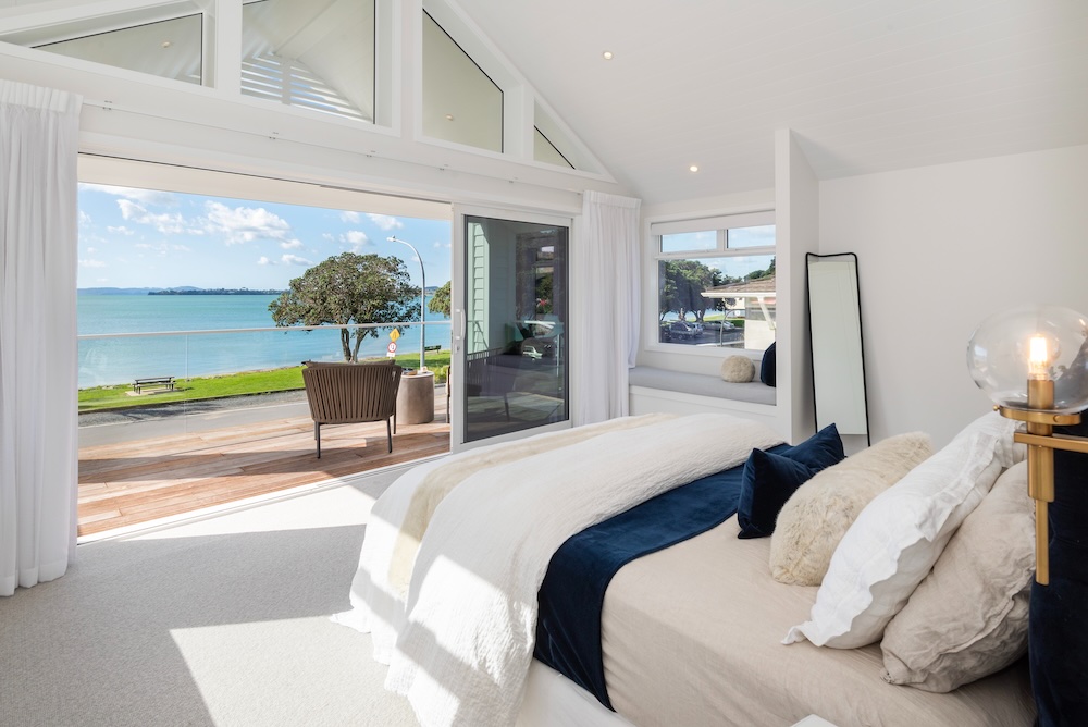 Master bedroom in new architecturally designed home by Metro Homes Auckland